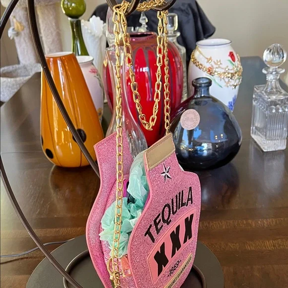 Pink Glitter Tequila Bottle Bag - Picture 7 of 9